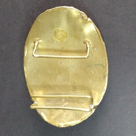 Brass and Copper Brutalist Belt Buckle Vintage